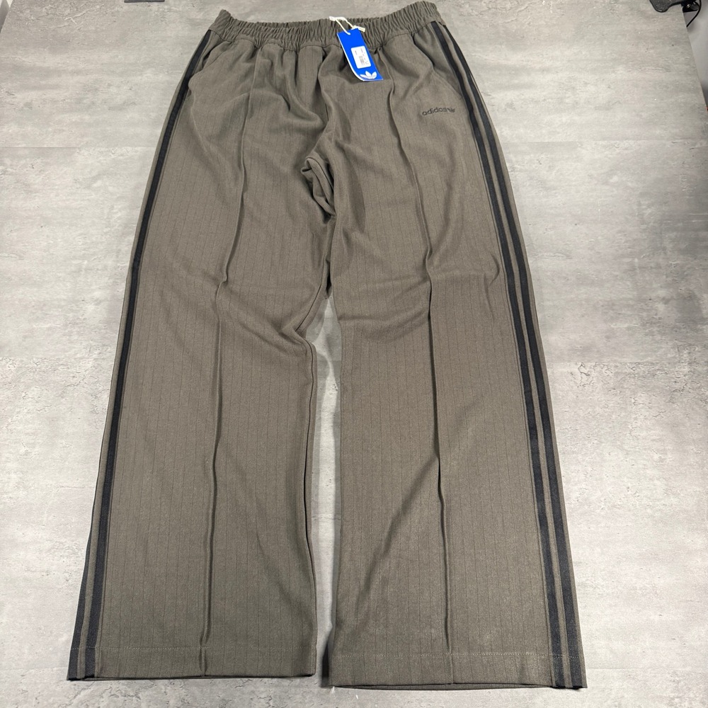 Adidas Tailored Pants Womens XL JY3521 Shadow Olive Pinstripe Wide Leg NEW